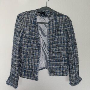 Jones Wear Tweed Blue and‎ Black Blazer Wool Professional Career Work Winter